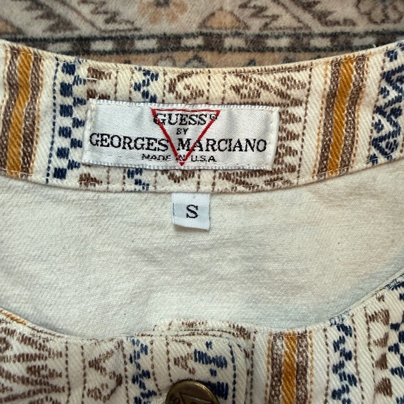 VINTAGE Guess by Georges Marciano Boho Southwestern Denim Vest-Made in USA-Small - Picture 10 of 12